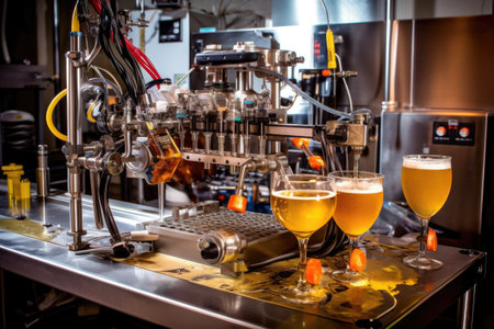 automated beer filling machine at work, created with generative aiの素材