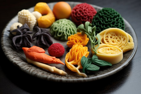 3d printed edible food items on a plate, created with generative aiの素材