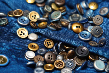 rivets and buttons used in jeans production, created with generative aiの素材