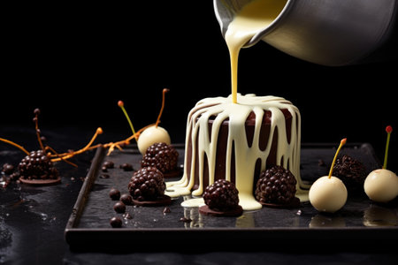 chocolate truffle production line, created with generative aiの素材