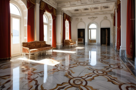 marble flooring with intricate patterns, created with generative aiの素材