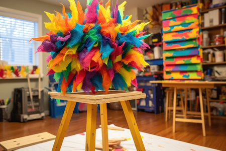 close-up of pinata base drying on a stand, created with generative aiの素材