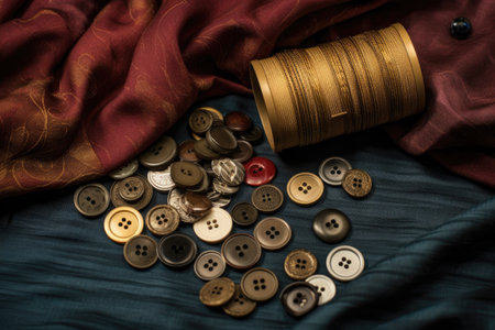 thread spools and buttons for suit details, created with generative aiの素材