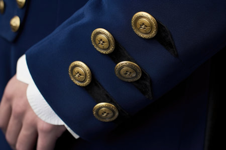 close-up of suit button and cuff details, created with generative aiの素材