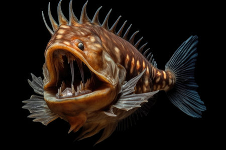 fangtooth fish showcasing its sharp teeth, created with generative aiの素材