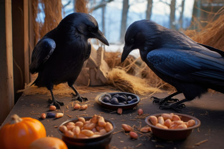 crows solving puzzles to access food, created with generative aiの素材