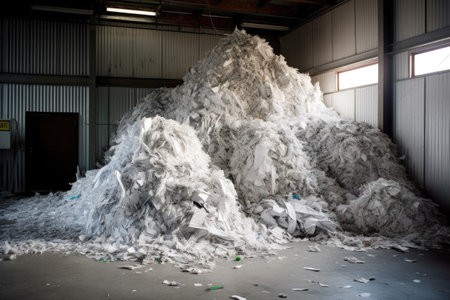 pile of shredded paper waiting to be recycled, created with generative aiの素材