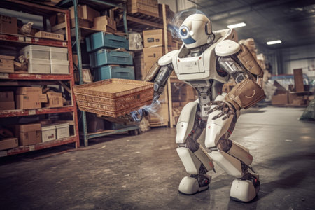 robot courier handling fragile items carefully, created with generative aiの素材