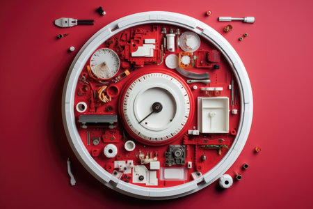 disassembled smoke alarm showing internal components, created with generative aiの素材