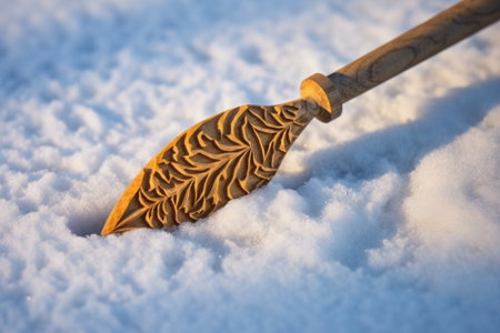 carving tools into snow surface, created with generative aiの素材