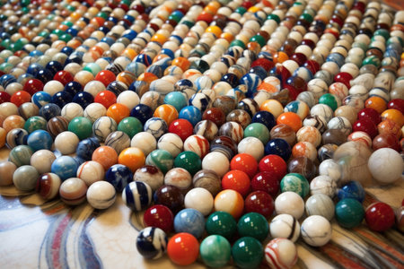 top view of marbles forming a geometric pattern on the floor, created with generative aiの素材