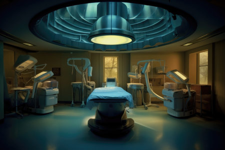 surgical light focused on fundoplication area, created with generative aiの素材