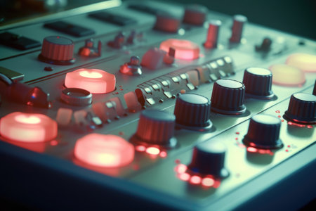 soft focus on hsg machine buttons and controls, created with generative aiの素材