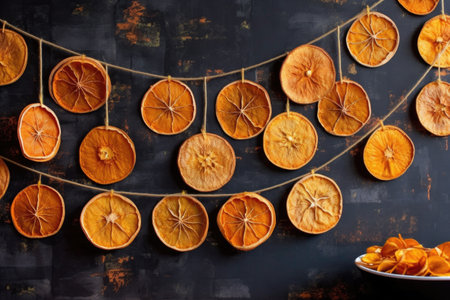 festive garland made of dried orange slices, created with generative aiの素材