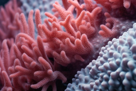 close-up of coral polyps on artificial structure, created with generative aiの素材