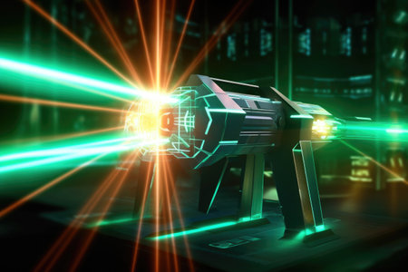 futuristic laser propulsion system in action, created with generative aiの素材