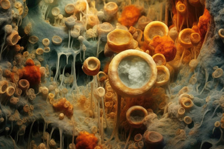 magnified view of bone marrow cells, created with generative aiの素材