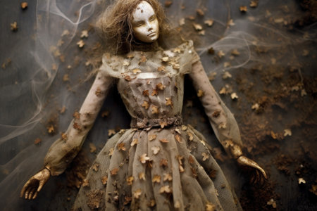 dolls dress covered in dust and moth holes, created with generative aiの素材