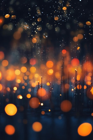 blurred bokeh lights on dark night background, created with generative aiの素材
