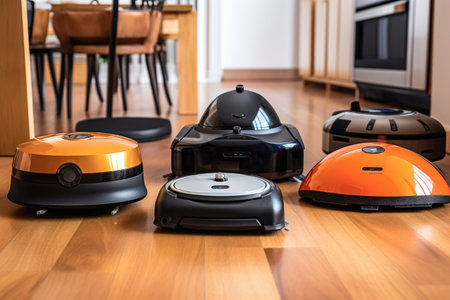comparison of different robot vacuum models on a table, created with generative aiの素材