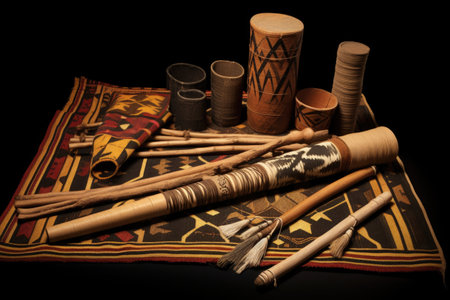 collection of navajo weaving tools and materials, created with generative aiの素材
