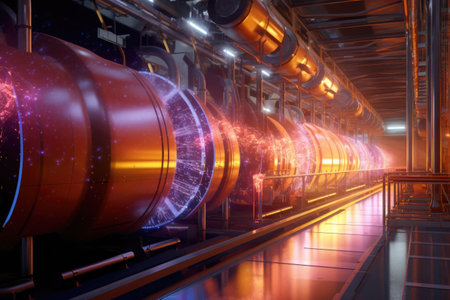 particle colliders beamline with glowing particles, created with generative aiの素材