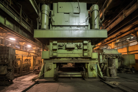metal press machine molding sheets of steel, created with generative aiの素材
