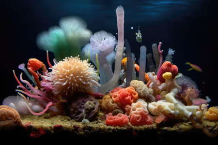 microplastics in a marine organisms digestive system, created with generative aiの素材