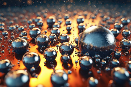 abstract image of metallic nanoparticles in solution, created with generative aiの素材