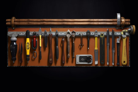 magnetic strips holding metal tools securely, created with generative aiの素材