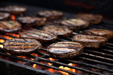 grilling marinated portobello mushrooms, created with generative aiの素材