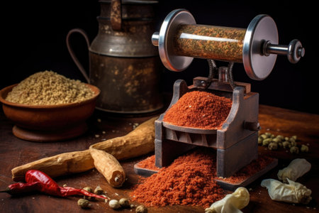 artisan sausage mix in a grinder, created with generative aiの素材