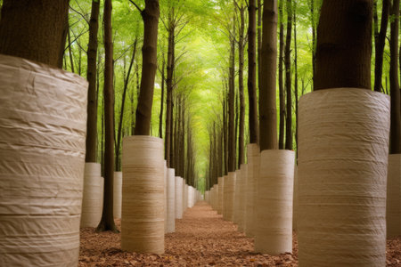 sustainable forestry for paper production: young trees, created with generative aiの素材