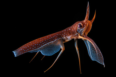 vampire squid with tentacles spread wide in the dark, created with generative aiの素材
