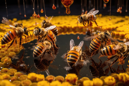 bees performing waggle dance for navigation, created with generative aiの素材