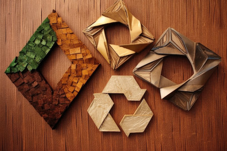 recycling symbol on various materials, created with generative aiの素材