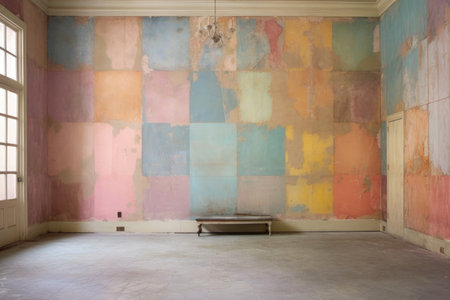 faded mural with color swatches for matching original hues, created with generative aiの素材