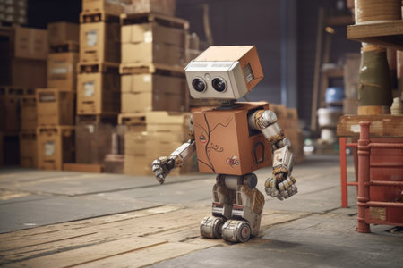 robot courier handling fragile items carefully, created with generative aiの素材
