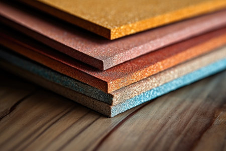 close-up of sandpaper on wooden surface, created with generative aiの素材