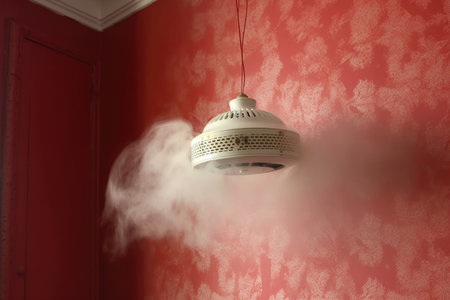 dusty smoke alarm, maintenance reminder, created with generative aiの素材