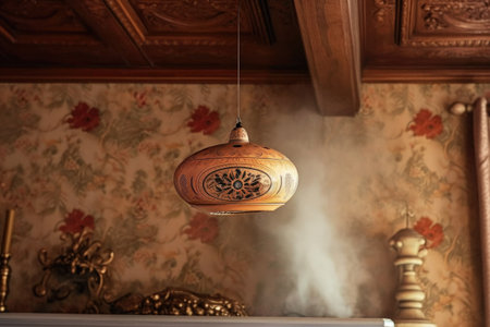 smoke alarm near a fireplace, prevention concept, created with generative aiの素材