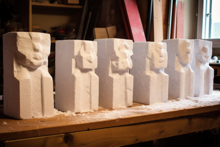 snow blocks ready for carving in a row, created with generative aiの素材