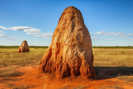 termite mound with unique shape and color, created with generative aiの素材