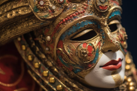 close-up of intricate venetian mask details, created with generative aiの素材