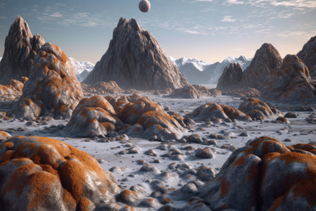 3d rendered image of an asteroids rugged terrain, created with generative aiの素材
