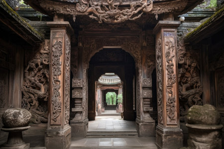 archway with intricate carvings, symbolizing triumph and achievement, created with generative aiの素材