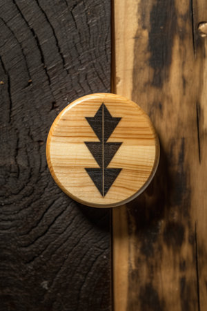 check mark engraved on a wooden surface, created with generative aiの素材