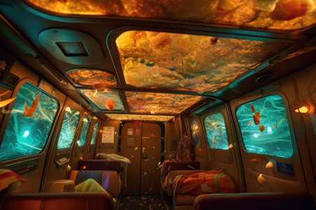 bacteria on the surface of cabin overhead bins, created with generative aiの素材