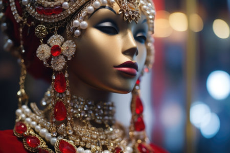 close-up of mannequin accessorized with jewelry, created with generative aiの素材