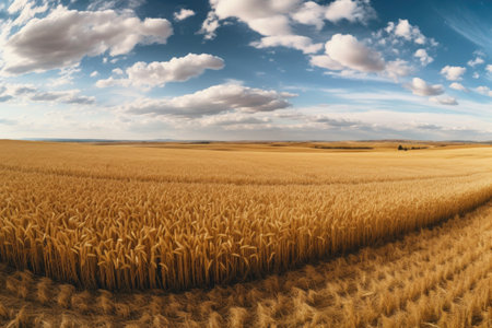 panoramic view of vast cornfields during harvest season, created with generative aiの素材